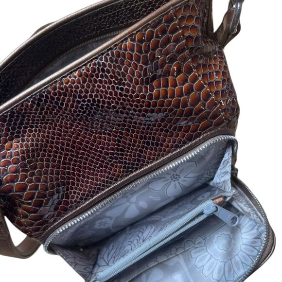 Brighton Brown Faux Snakeskin Crossbody Bag - Picture 3 of 10